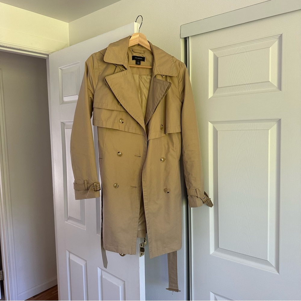 Halogen Double Breasted Trench Coat with Removable Hood